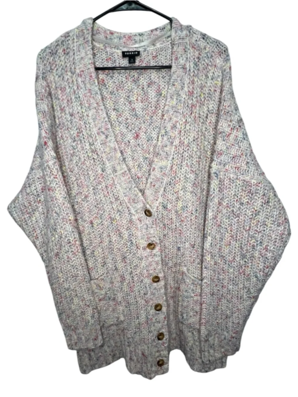 Torrid Multicolor Confetti Knit Button Front Long Sleeve Cardigan Sweater